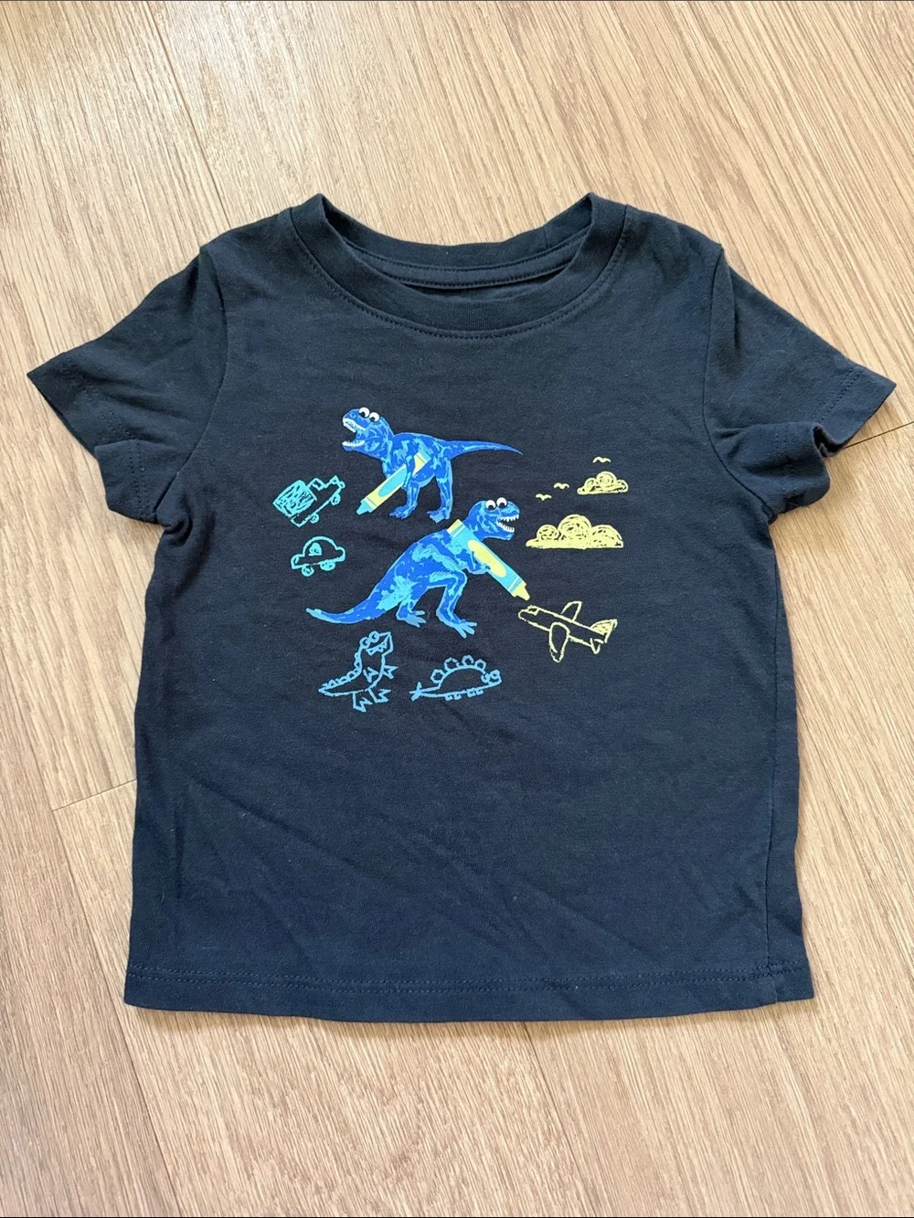 Cat & Jack Dark Gray Kids Dinosaur Graphic Tee Size 18 Months